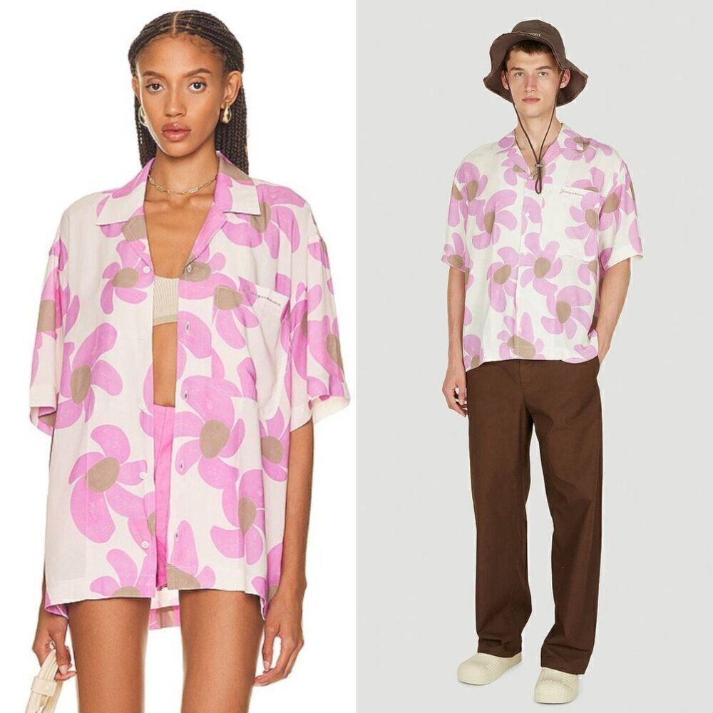 JACQUEMUS La Chemise Jean Shirt, Pink $392 NWT sz 50
